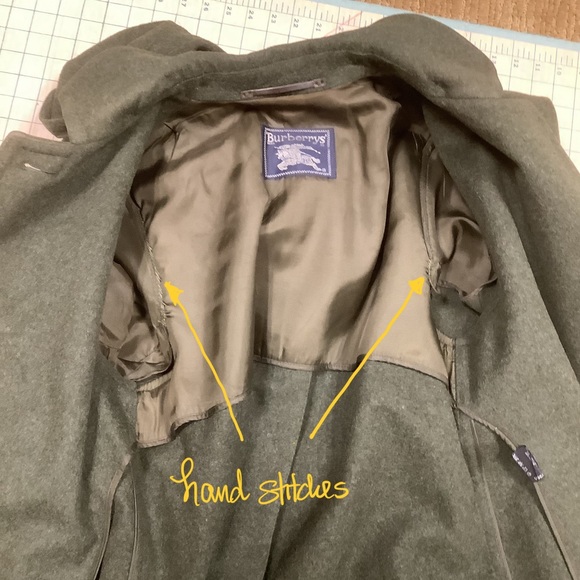 Burberry Vintage Loden Wool Alpaca Coat Austria Cape Back Belted Size 6/36 - Picture 12 of 17